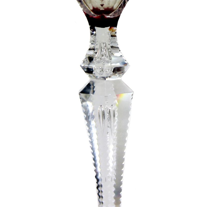 Stem glass with magenta overlay, Saarlouis series, Val St. Lambert, 1905-15.