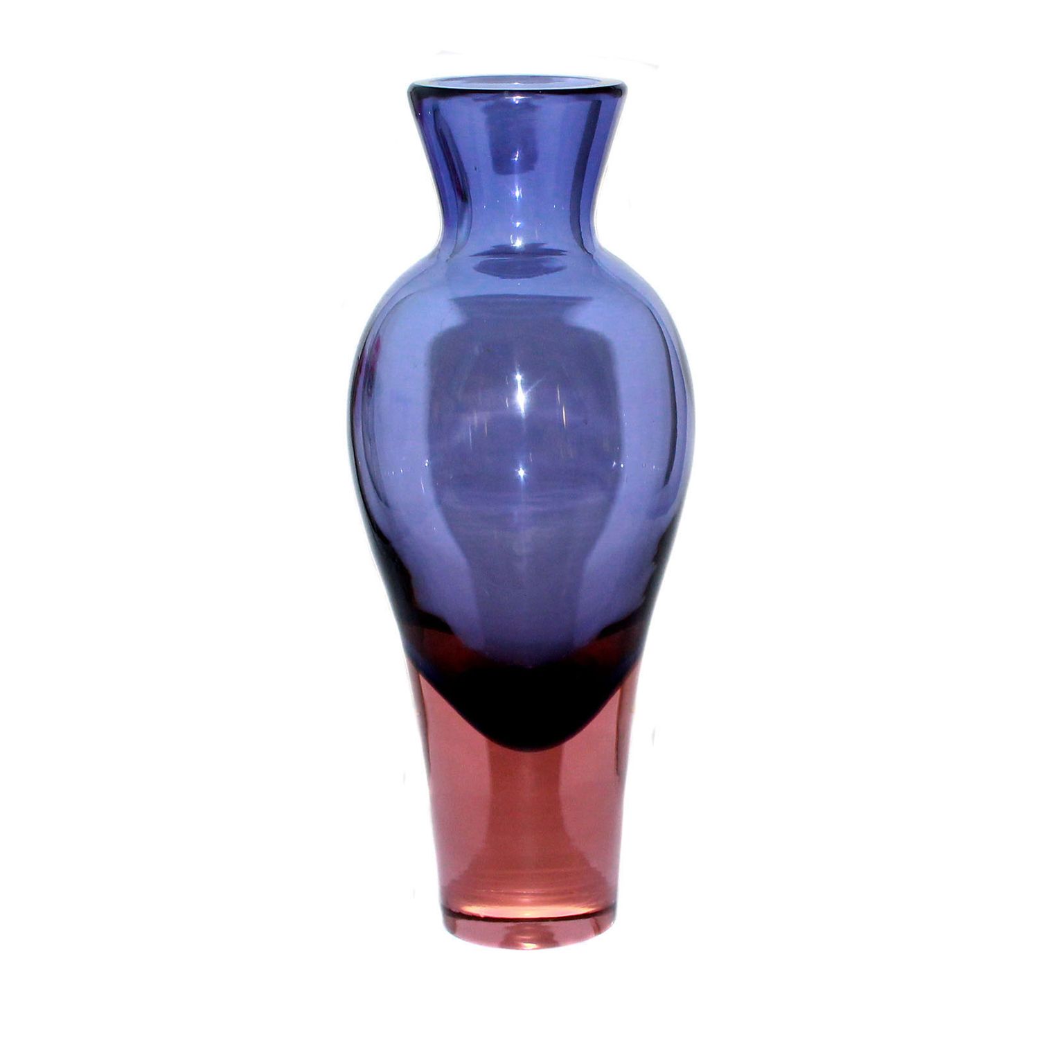 Sommerso vase made of neodymium glass, Seguso Vetri d'Arte, design by Flavio Poli
