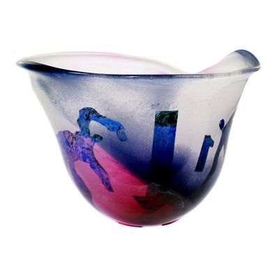 Vase with decoration created using sandblasting technique, signed Hora.