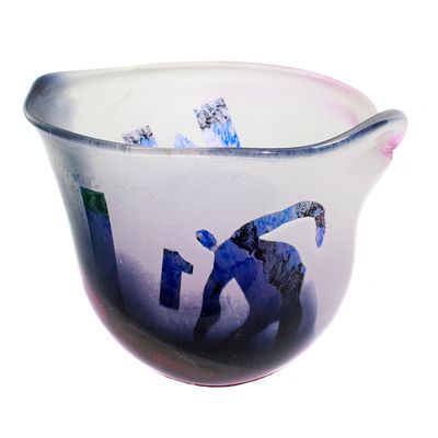 Vase with decoration created using sandblasting technique, signed Hora.