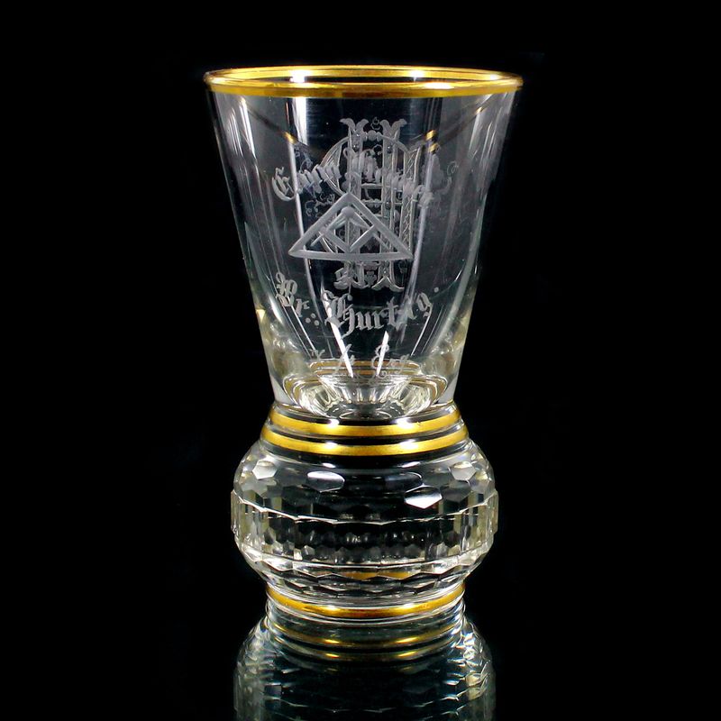 Lodge glass with brilliant cut, monogram HB, Josephinenhütte circa 1890-1900