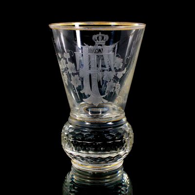 Logenglas mit Brillantenschliff, Die Königlichen Hameln, Josephinenhütte um 1890-1900