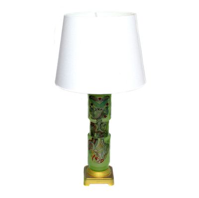 Murano Lampenfuß mit Gelbgußmontur, Glaskorpus mit Maori Motiven, um 1956