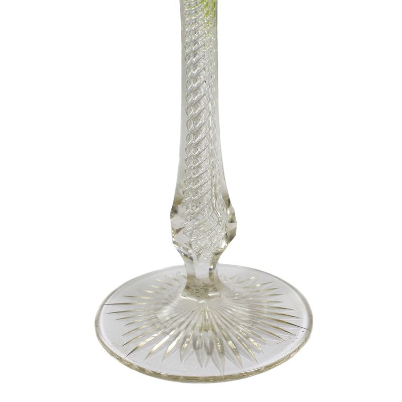 Stem glass with air spiral and greenish-yellow overlay, Josephinenhütte circa 1910-20