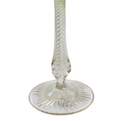Stängelglas mit Luftspirale und grünen Überfang, Josephinenhütte um 1910-20