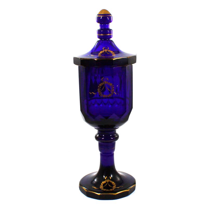 Covered goblet with burnished gold painting, Bakhmetiev Glass Manufactory circa 1810