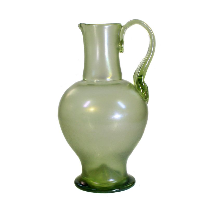 Small narrow-necked jug made of green glass, Josephinenhütte for Fellmer around 1881-1900
