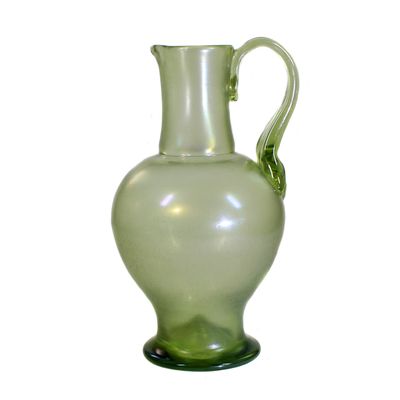 Small narrow-necked jug made of green glass, Josephinenhütte for Fellmer around 1881-1900