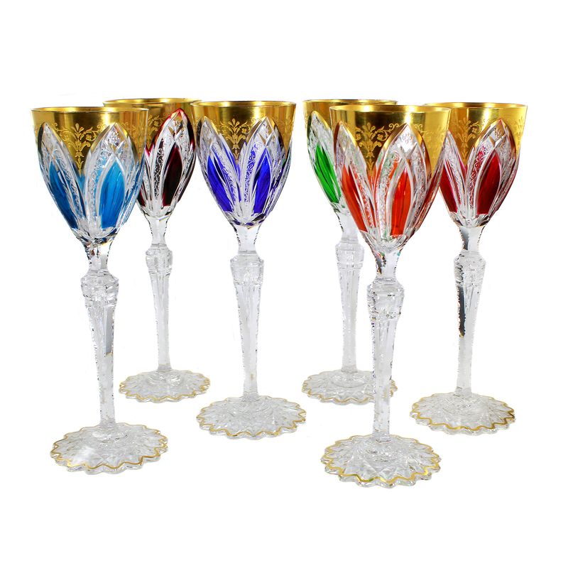 6 rare and high-quality stemmed glasses, Cristallerie Saint Louis, circa 1900