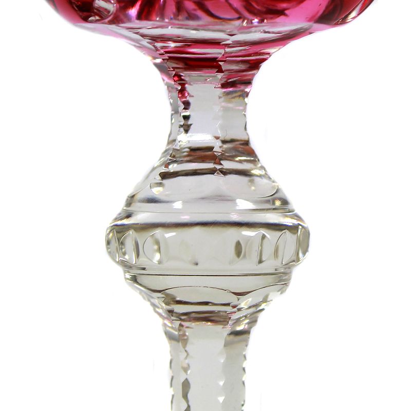 Overlaid Roman cup with rose-colored bowl, designed by S. Haertel, Josephinenhütte around 1920