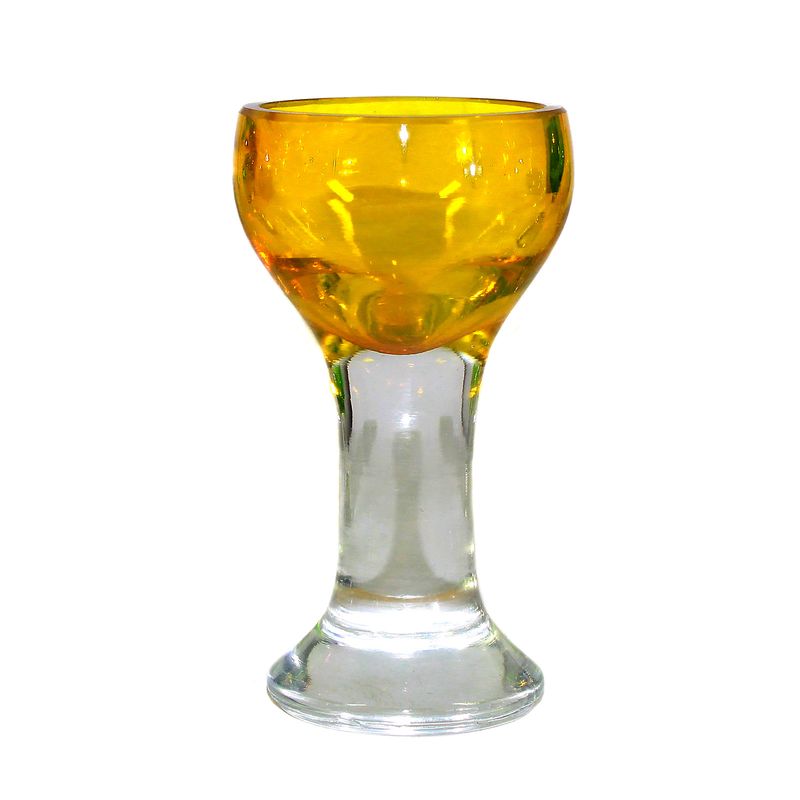 Six stampers made of thick-walled glass, some with uranium glass overlay, circa 1910-20