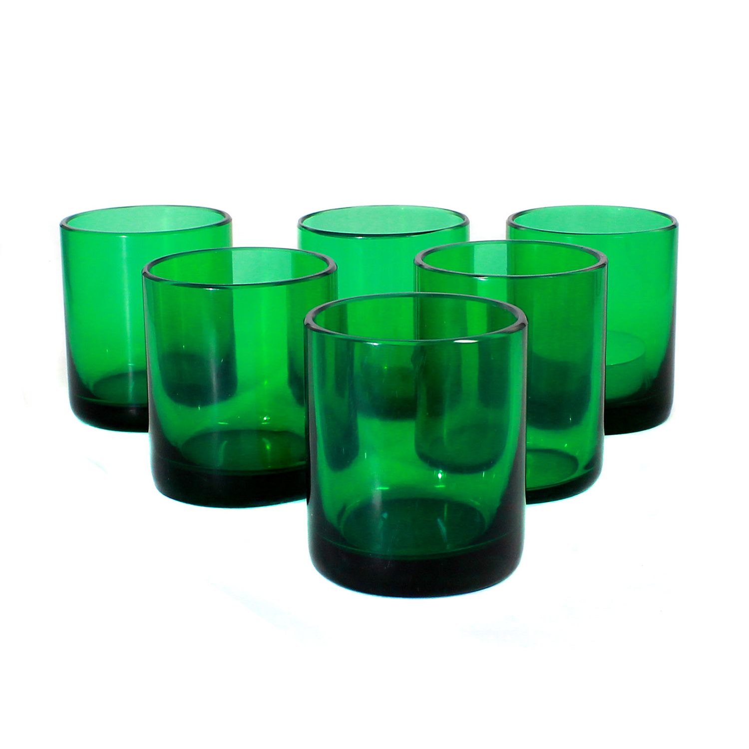 Six tealight holders made of emerald green glass, Vetreria Cenedese circa 1970-80