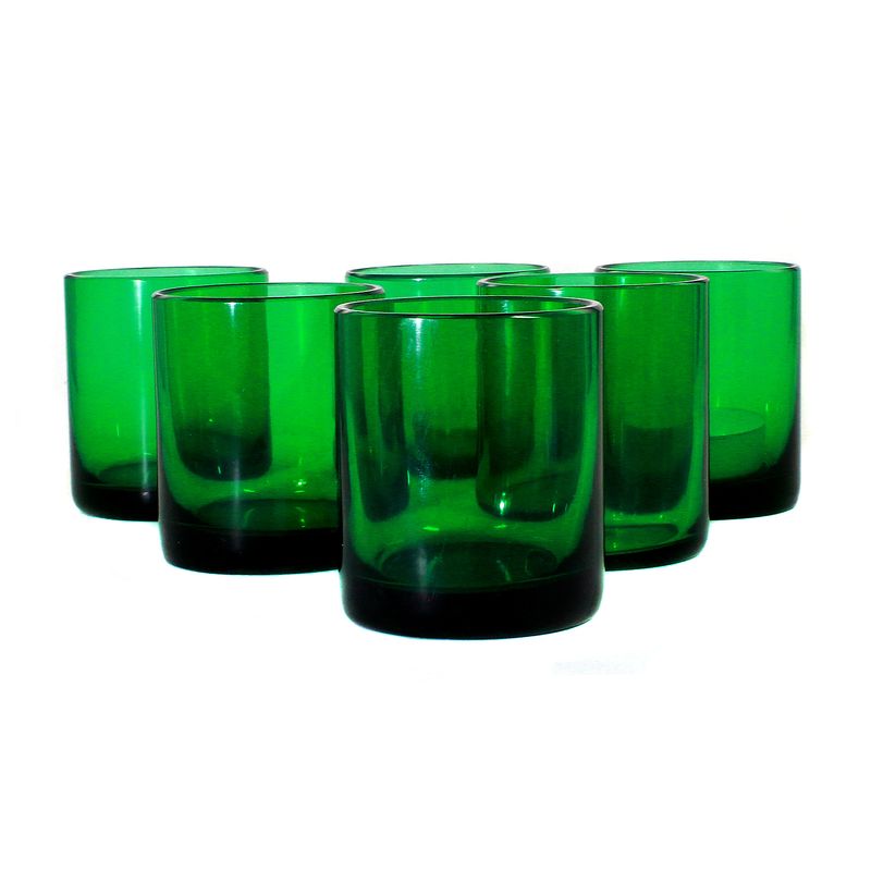 Six tealight holders made of emerald green glass, Vetreria Cenedese circa 1970-80