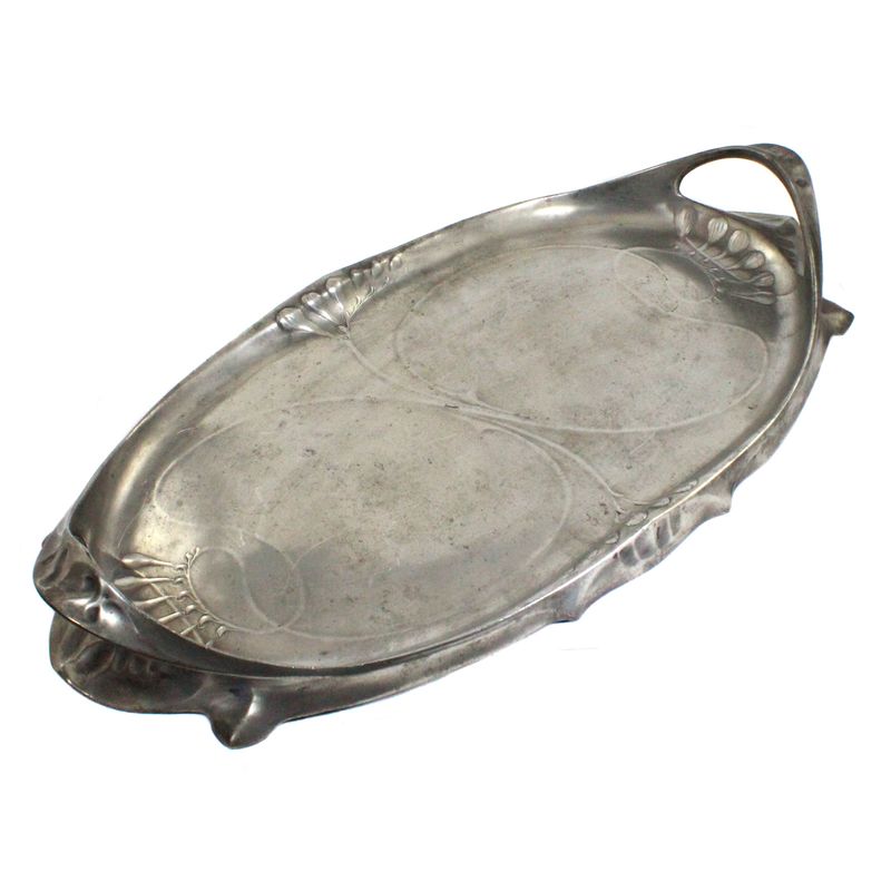 Tray with side handles, pewter, designed by Hugo Leven, circa 1904