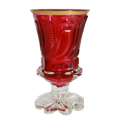 Fussbecher mit Goldrubin-Unterfang und Füllhörnern, Böhmen oder Russland, um 1840