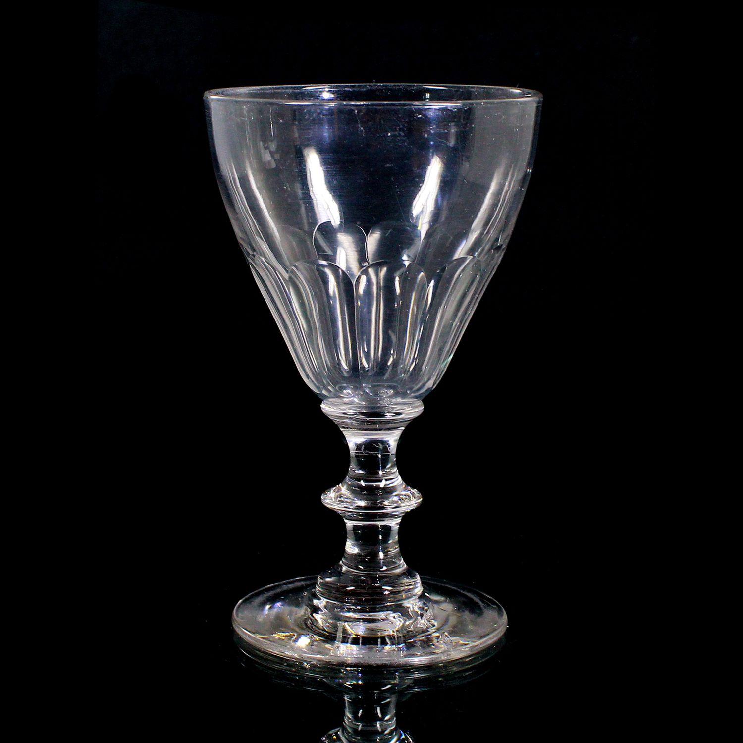 Goblet made of colorless glass with arched facets, pressed knop, 2nd half of the 19th century.
