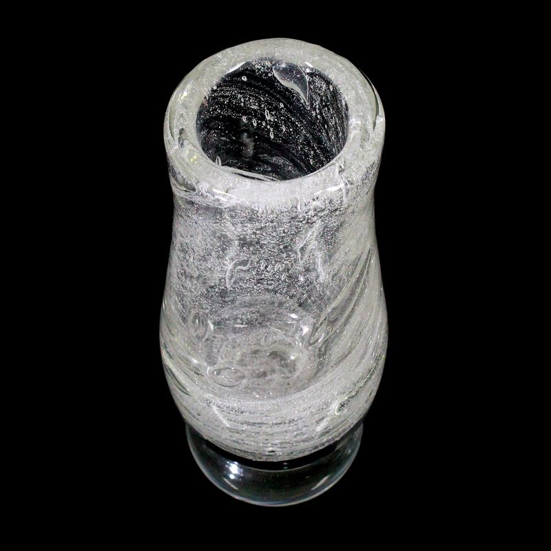Vase made of colorless, thick-walled glass with air bubble decoration, circa 1980-90.