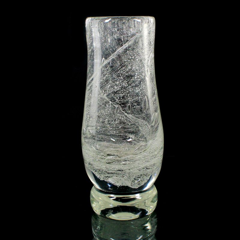 Vase made of colorless, thick-walled glass with air bubble decoration, circa 1980-90.