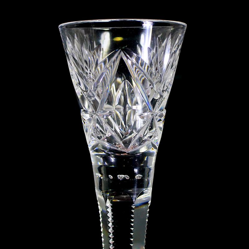 A pair of small goblet glasses/stem glasses with embedded air bubbles, probably Val Saint Lambert