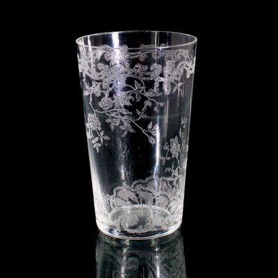 Sektbecher aus farblosem Kristallglas, Baccarat, Serie Louis XV