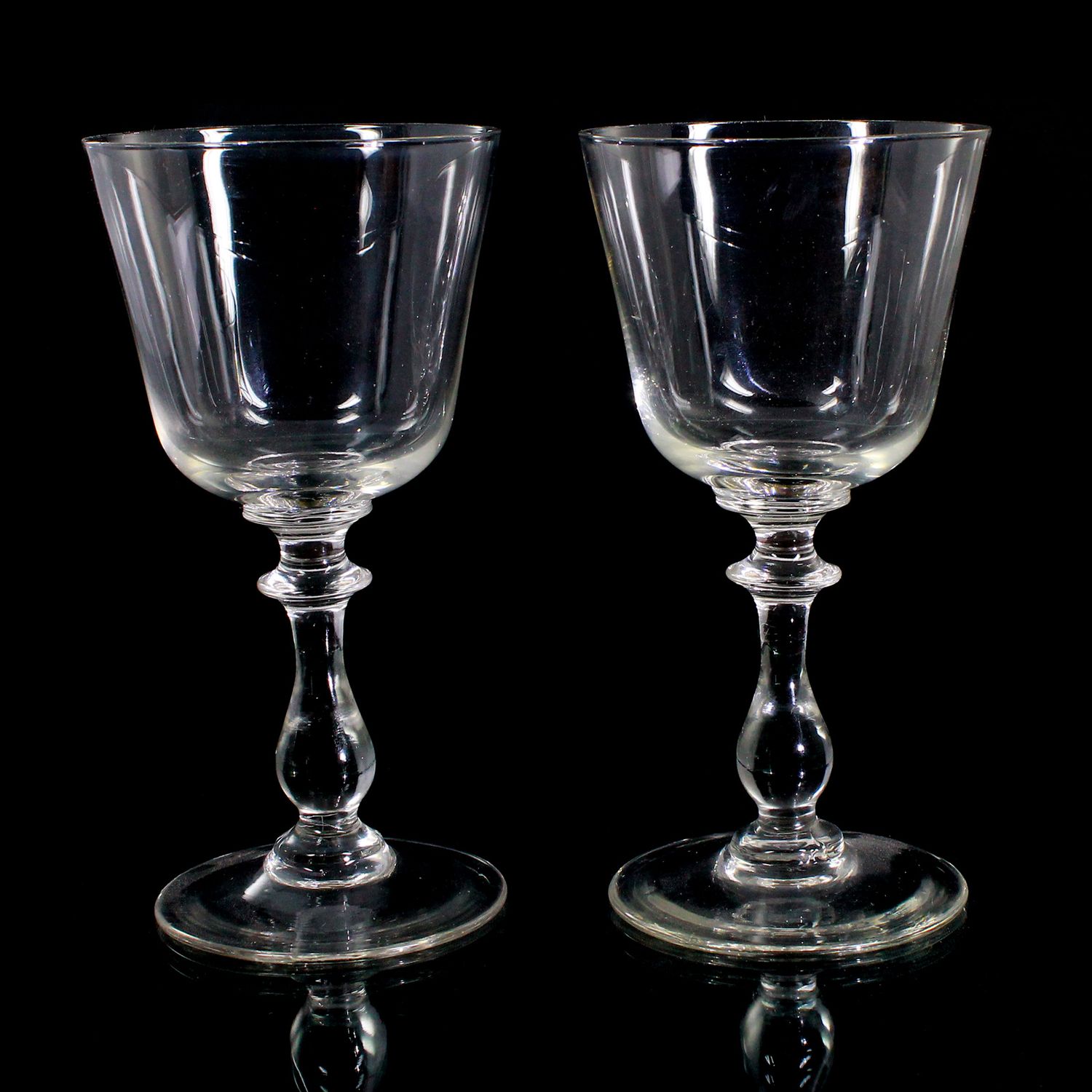 Two wine glasses made of colorless glass, Mathilde series, circa 1900