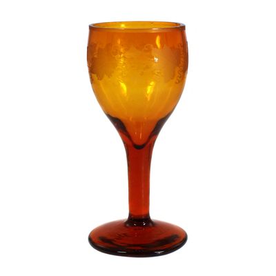 Bernsteinfarbenes Kelchglas mit Schliffdekor, Anfang des 19.Jh.