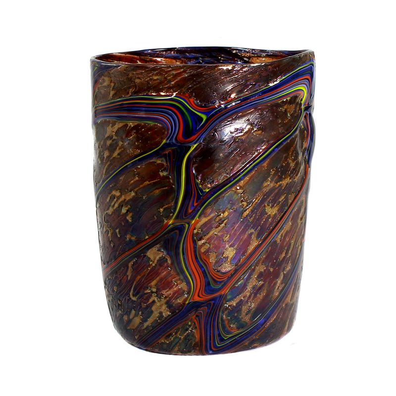 Venetian beaker with opaque brown granular and metal oxide inclusions