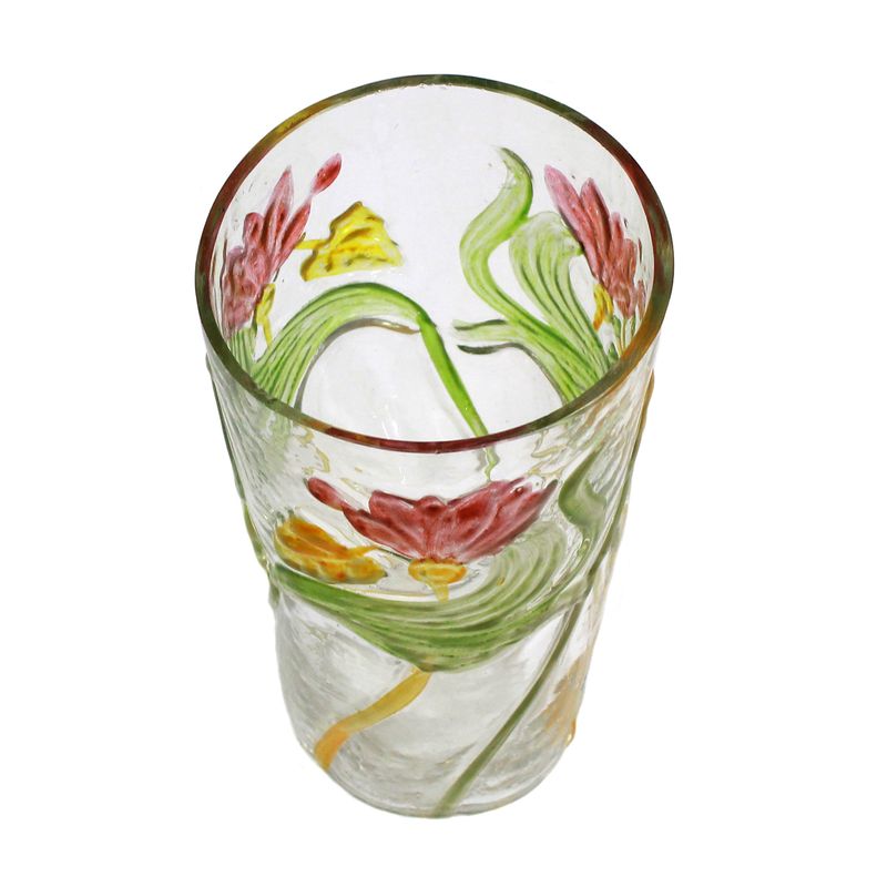 Gobelet Art nouveau en verre incolore orné d'anémones en relief