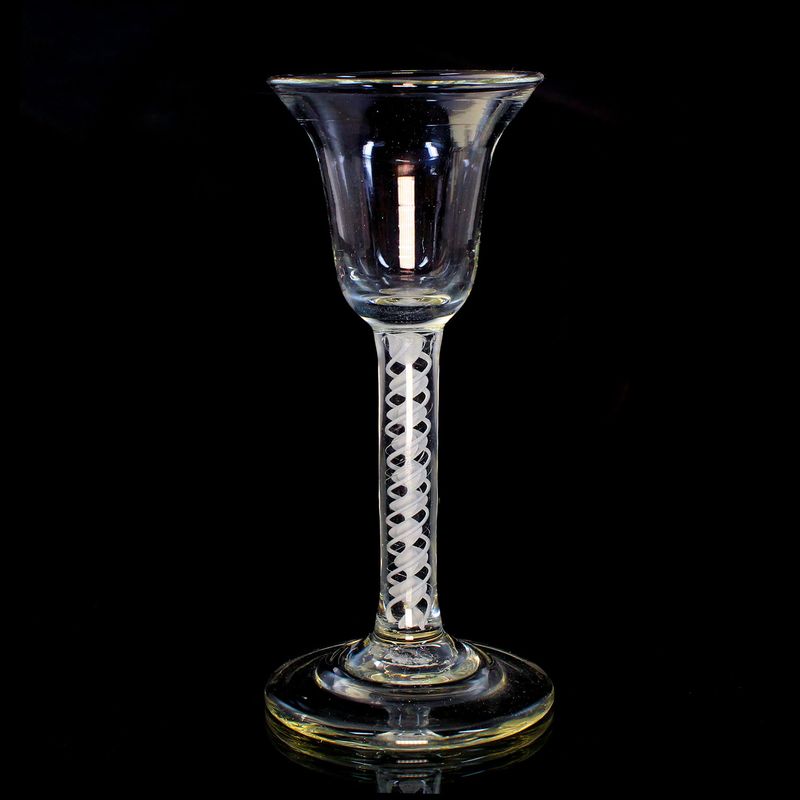 Thread glass with bell-shaped cup, Netherlands or England, second half of the 18th century.