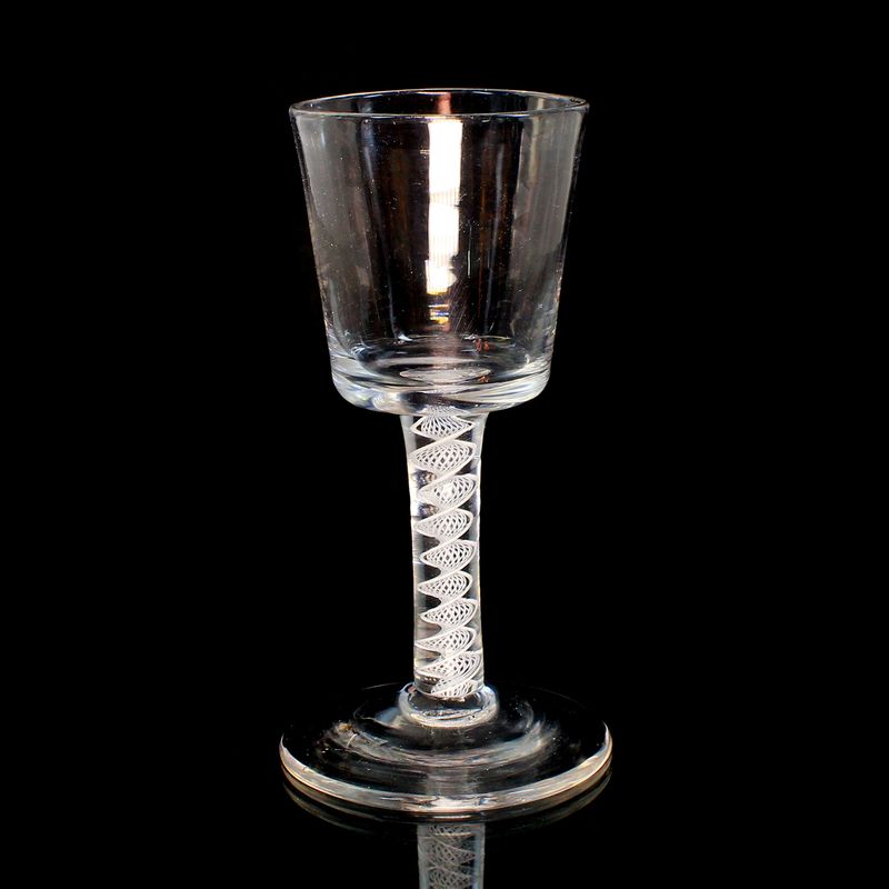 Thread glass with cylindrical cup made of lead glass, England around 1760-70