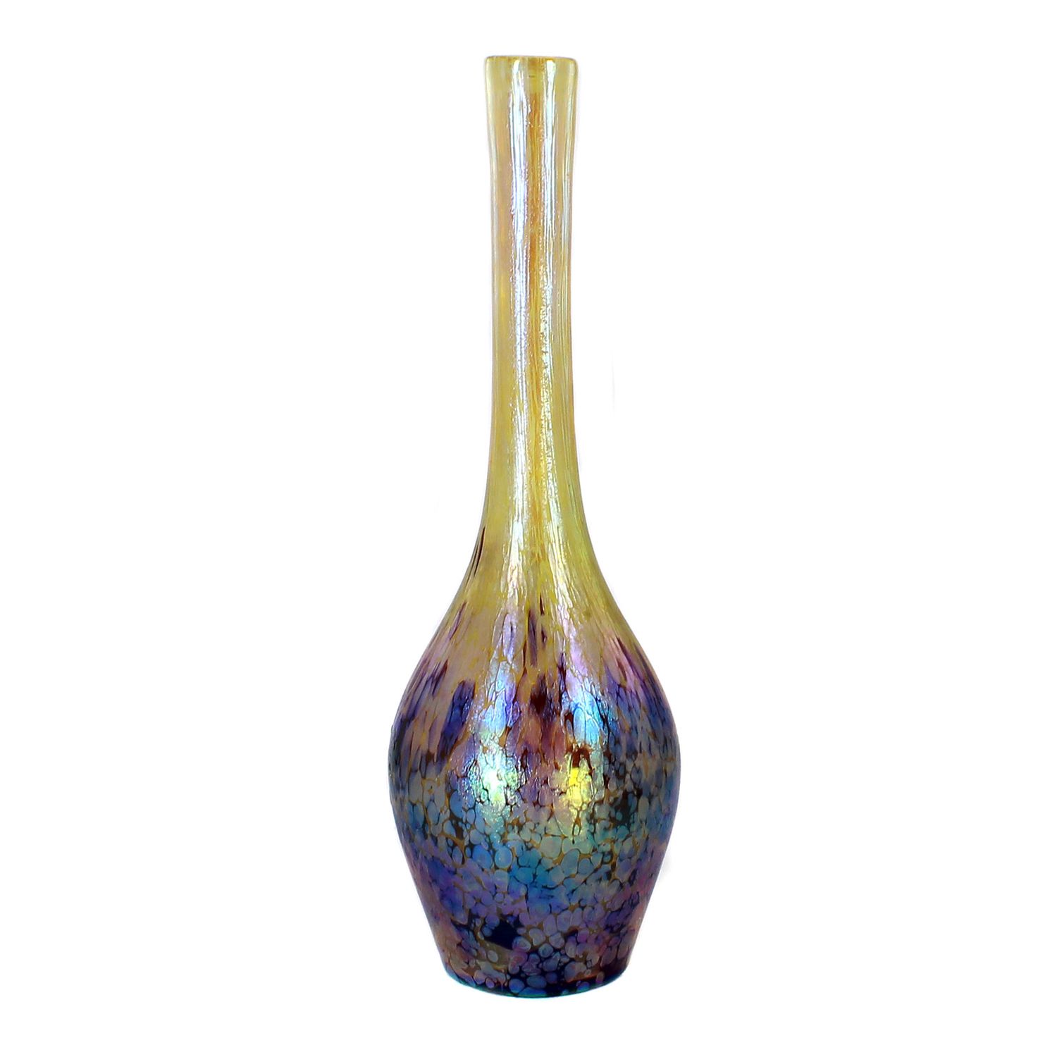 Large vase made of opaque yellow glass with violet granular inclusions, Fritz Heckert