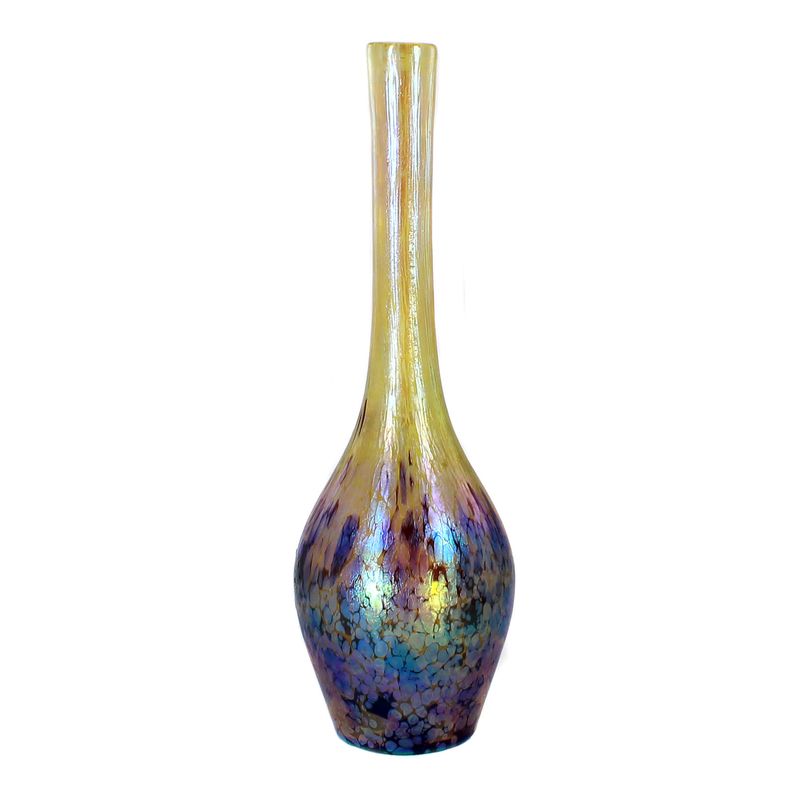 Large vase made of opaque yellow glass with violet granular inclusions, Fritz Heckert