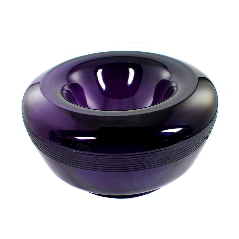 Reversible bowl made of lilac-colored glass with grooved decoration, second half of the 20th century.