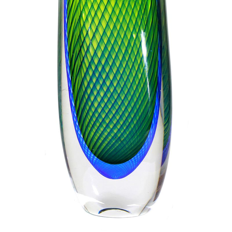 Tall vase with enclosed blue spiral threads, Kosta, Vicke Lindstrand circa 1958-59