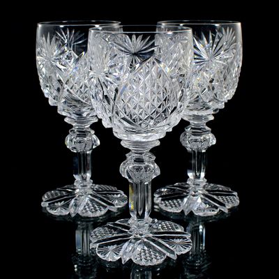 1. von 3. Prunkpokal / Burgunderglas aus Kristallglas, Val St. Lambert, Odessa um 1900