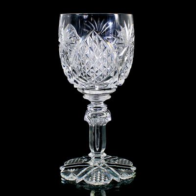 1. von 3. Prunkpokal / Burgunderglas aus Kristallglas, Val St. Lambert, Odessa um 1900