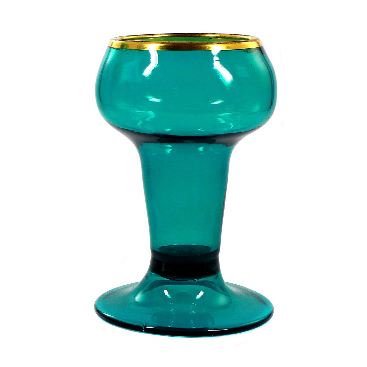Rare Römer glass made of blue-green glass with a gold rim, Brandenburg or Lauenstein