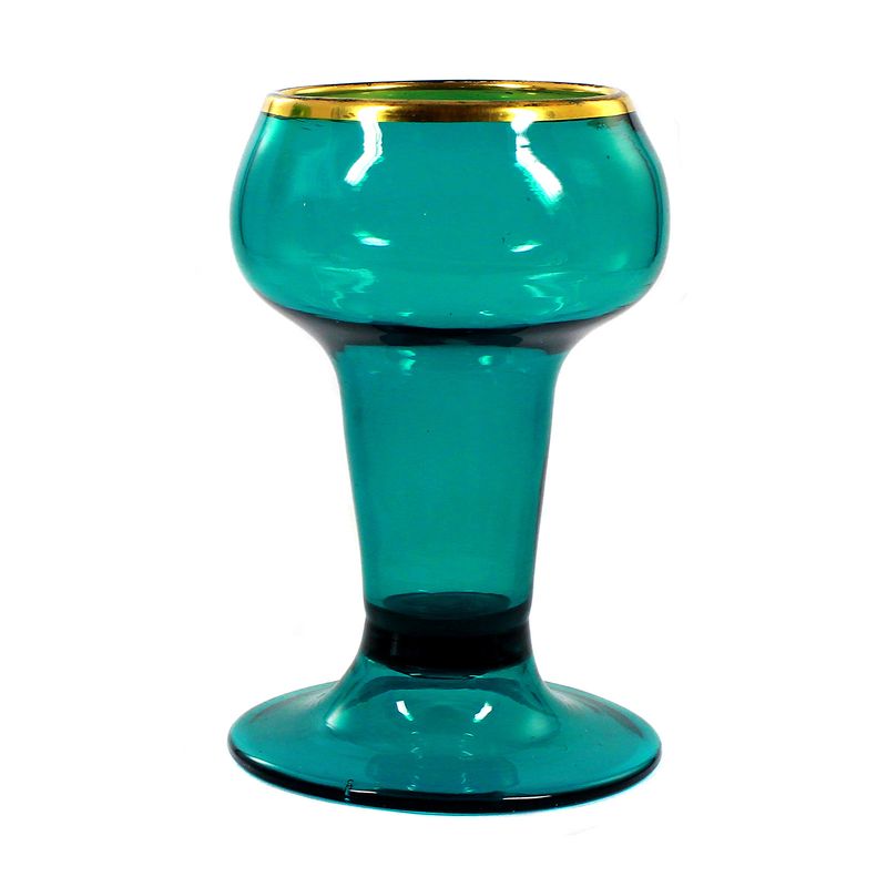Rare Römer glass made of blue-green glass with a gold rim, Brandenburg or Lauenstein