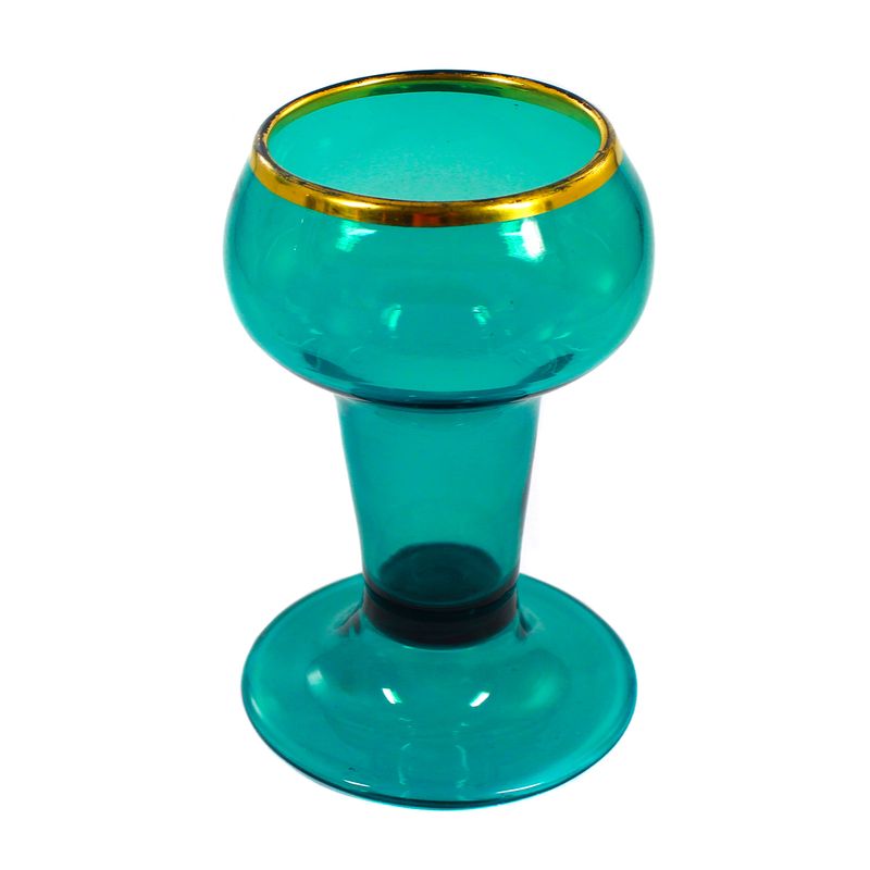 Rare Römer glass made of blue-green glass with a gold rim, Brandenburg or Lauenstein