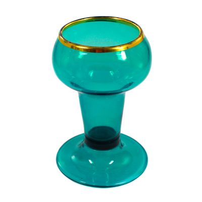 Seltener Römer aus blaugrünem Glas mit Goldrand, Brandenburg oder Lauenstein