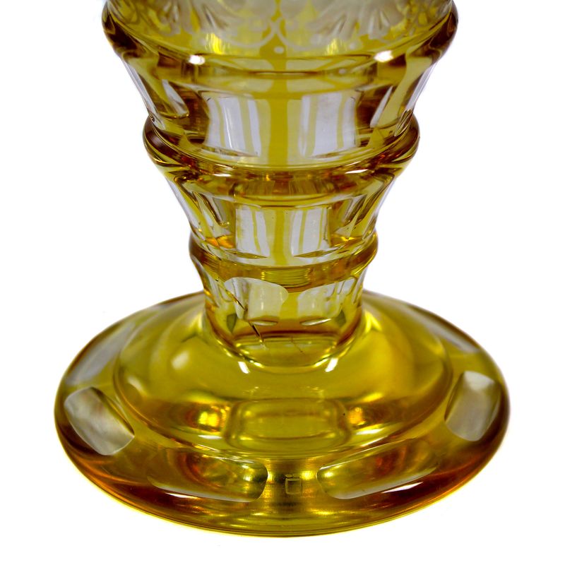 Lidded cup with yellow stain and cut decoration, signed Oertel, Haida around 1915