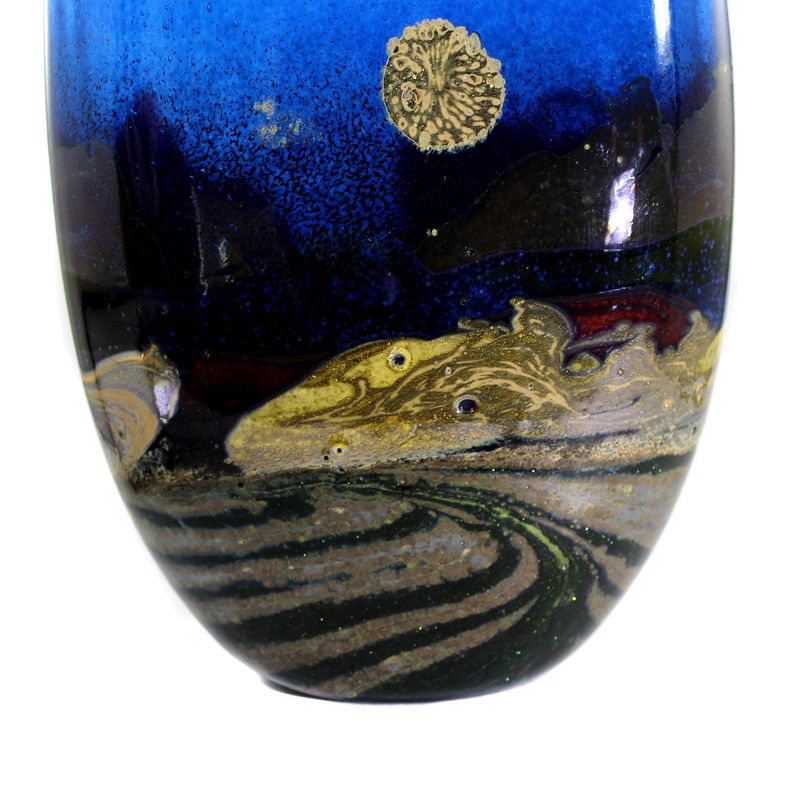 Large vase with metal oxide coatings, signed Jack Ink, Landscape series