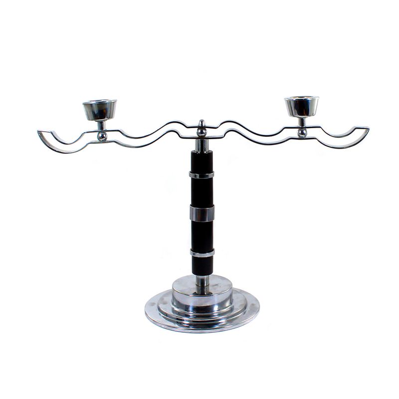Rare double-burner candlestick made of chrome-plated metal, WMF circa 1910