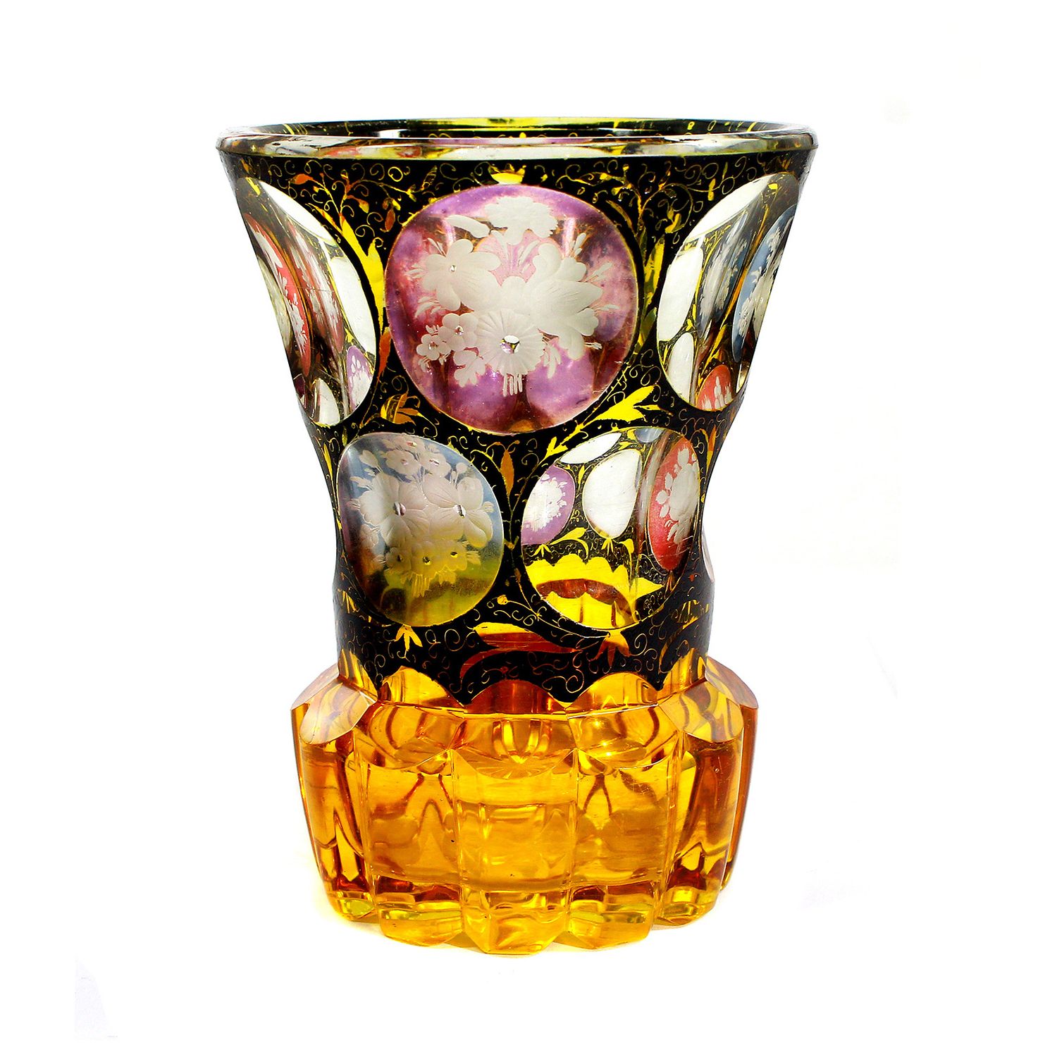 ooted Beaker with Faceting and Engraved Floral Motifs — Workshop of Friedrich Egermann