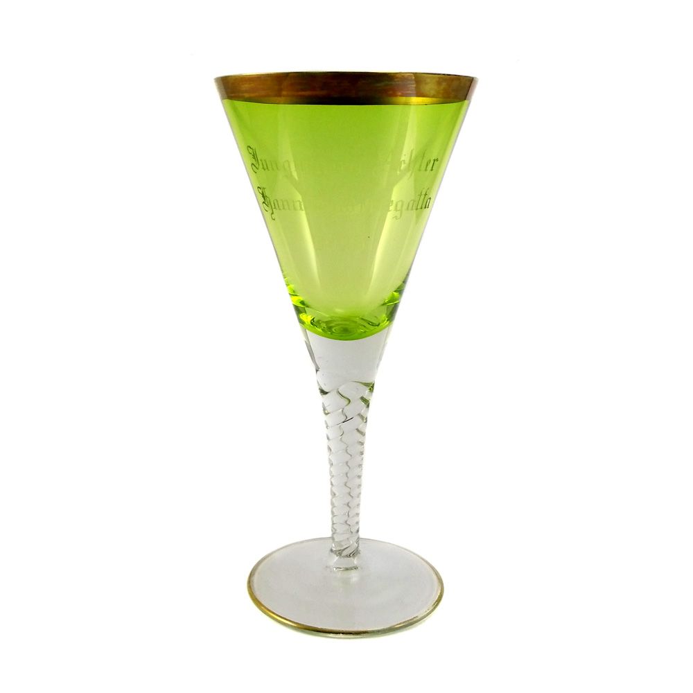 Cup glass with pistache-colored interior, Theresienthal Service No. 1055