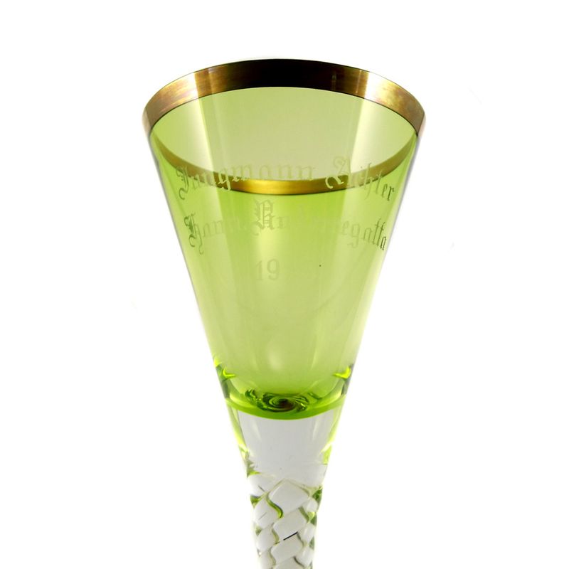 Cup glass with pistache-colored interior, Theresienthal Service No. 1055