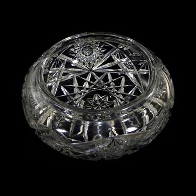 Kristallschale mit aufwendigen Zierschliffdekor, Val Saint Lambert um 1920-30