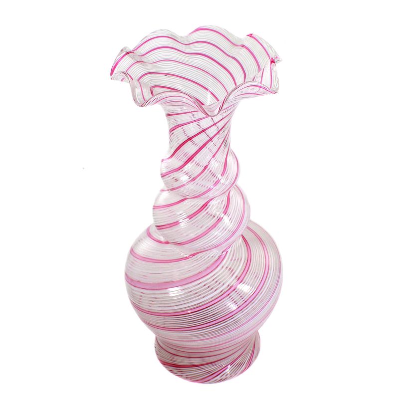 Large vase with white and pink glass threads, Josephinenhütte, c. 1850–60