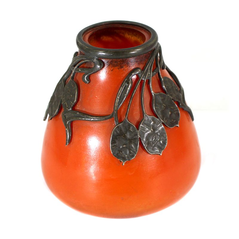 Art Nouveau vase with silver-plated metal mount, E. Val &amp; Cie, circa 1900 –14.