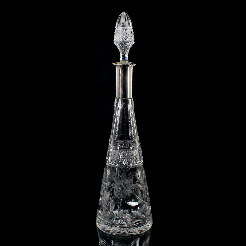 Carafe with stopper and .800 silver mount, Josephinenhütte / Pfohl, c. 1920